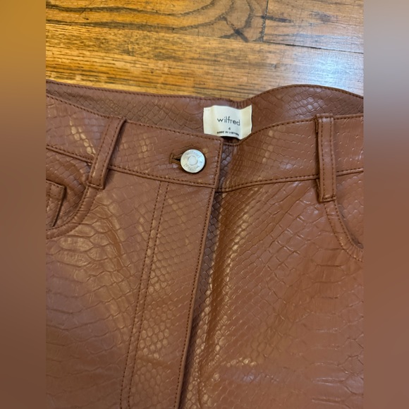 Aritzia Melina Python pants in patina brown size 4 like new - Picture 4 of 7